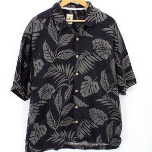 Vintage Jamaica Jaxx Hawaiian Silk Shirt Mens Black Faded Floral Pattern Size XL